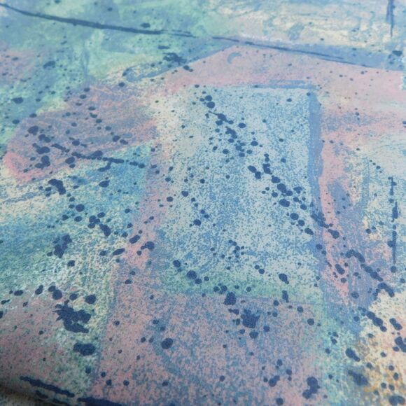 1990s FABRIC Decorator Geometric Speckled Cotton 2 Pieces 56x49, 48x19 Blue Aqua - Picture 8 of 10